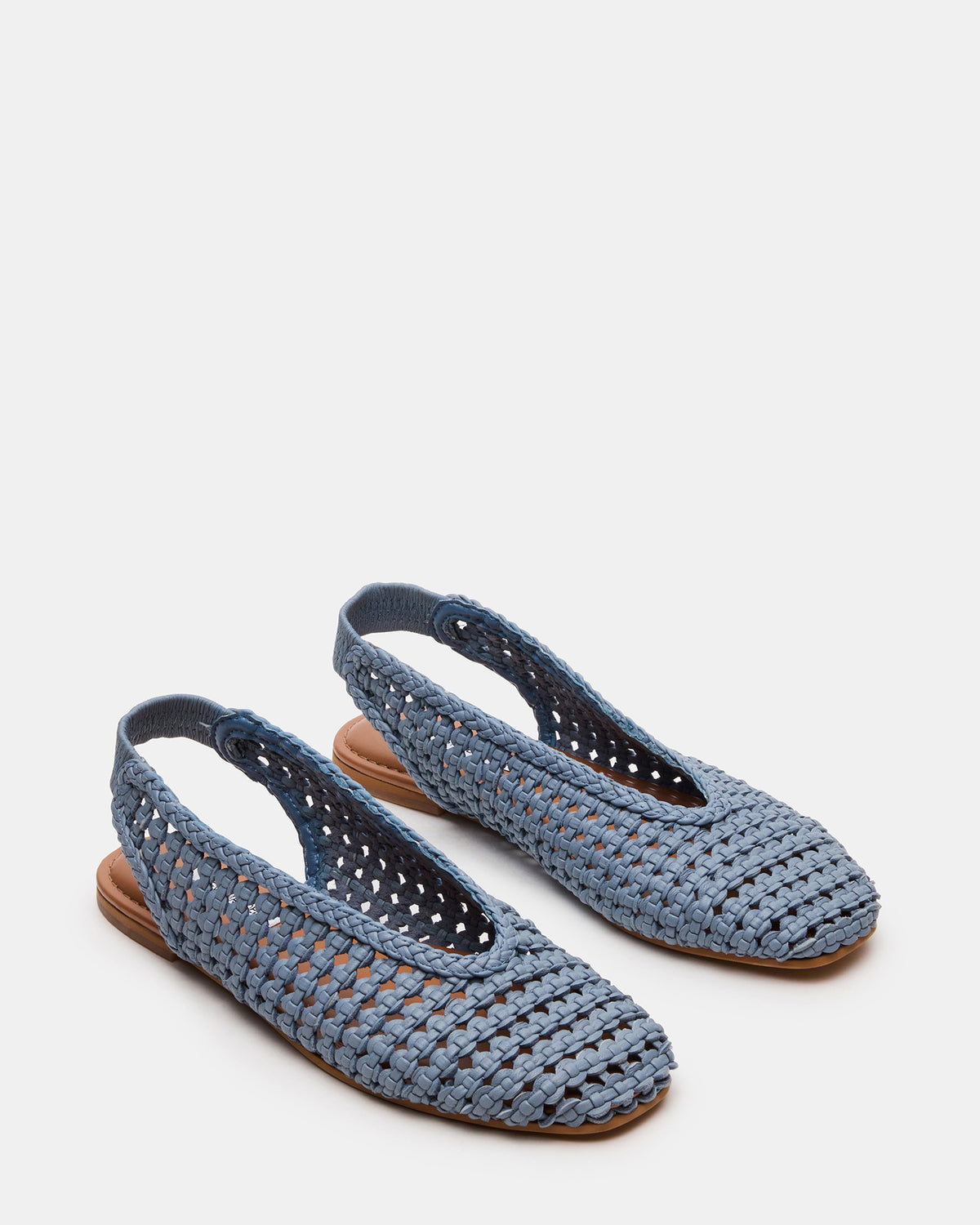 RUMI Blue Leather Woven Slingback Round-Toe Women's Flat - Steve Madden