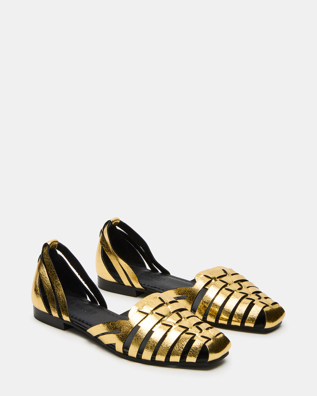 MEDLIN Gold Leather Square-Toe Fisherman Women's Flat - Steve Madden