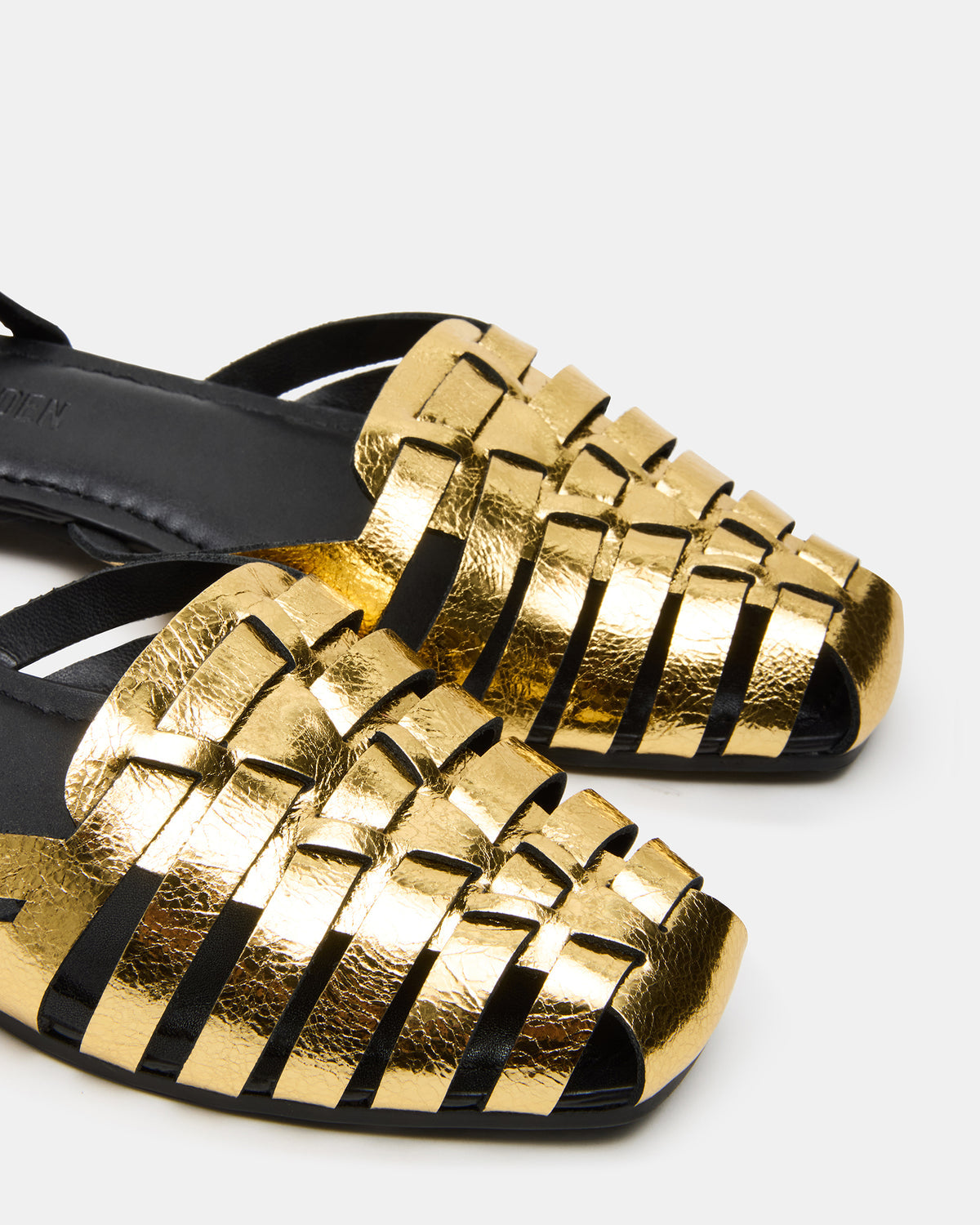 MEDLIN Gold Leather Square-Toe Fisherman Women's Flat - Steve Madden