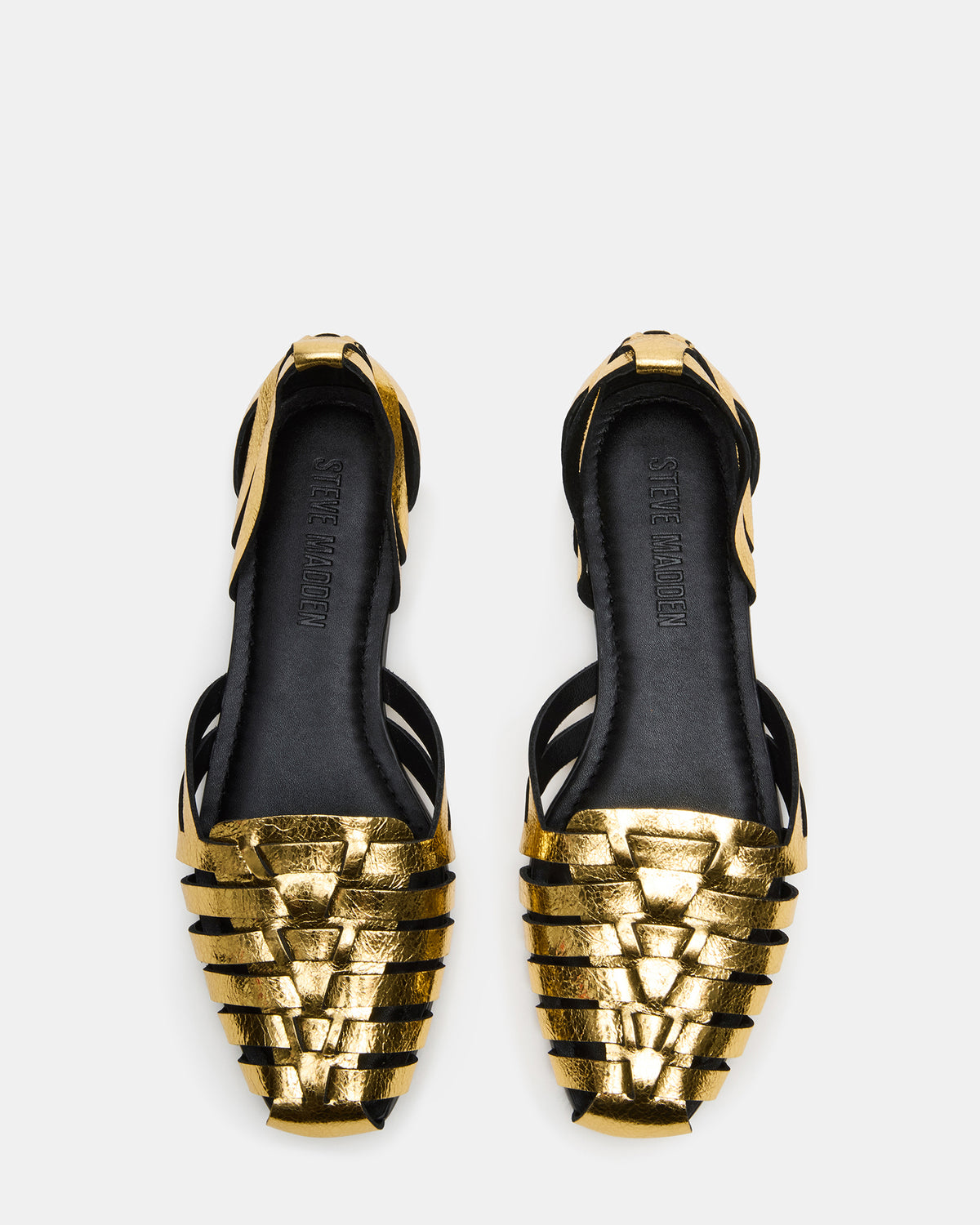 MEDLIN Gold Leather Square-Toe Fisherman Women's Flat - Steve Madden