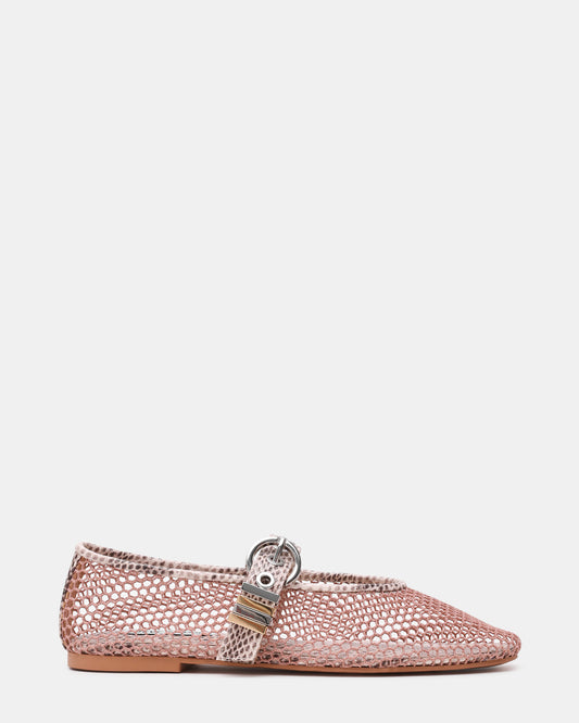 LUCIA Blush Multi Mesh Mary Jane Ballet Women's Flat - Steve Madden
