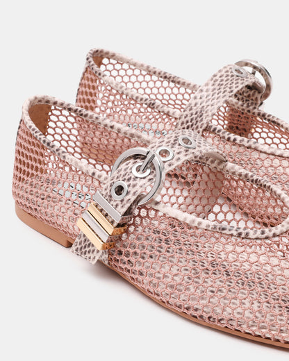 LUCIA Blush Multi Mesh Mary Jane Ballet Women's Flat - Steve Madden