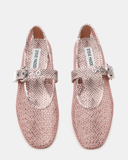 LUCIA Blush Multi Mesh Mary Jane Ballet Women's Flat - Steve Madden