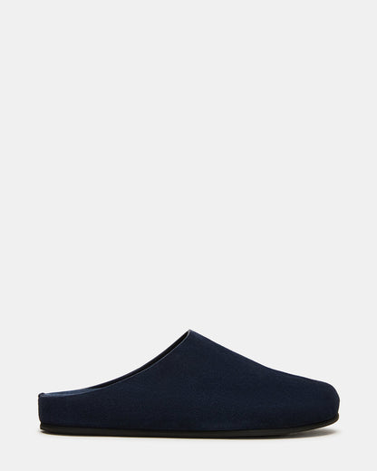 FERN Navy Suede Mule Slip-On Round-Toe Women's Flat - Steve Madden