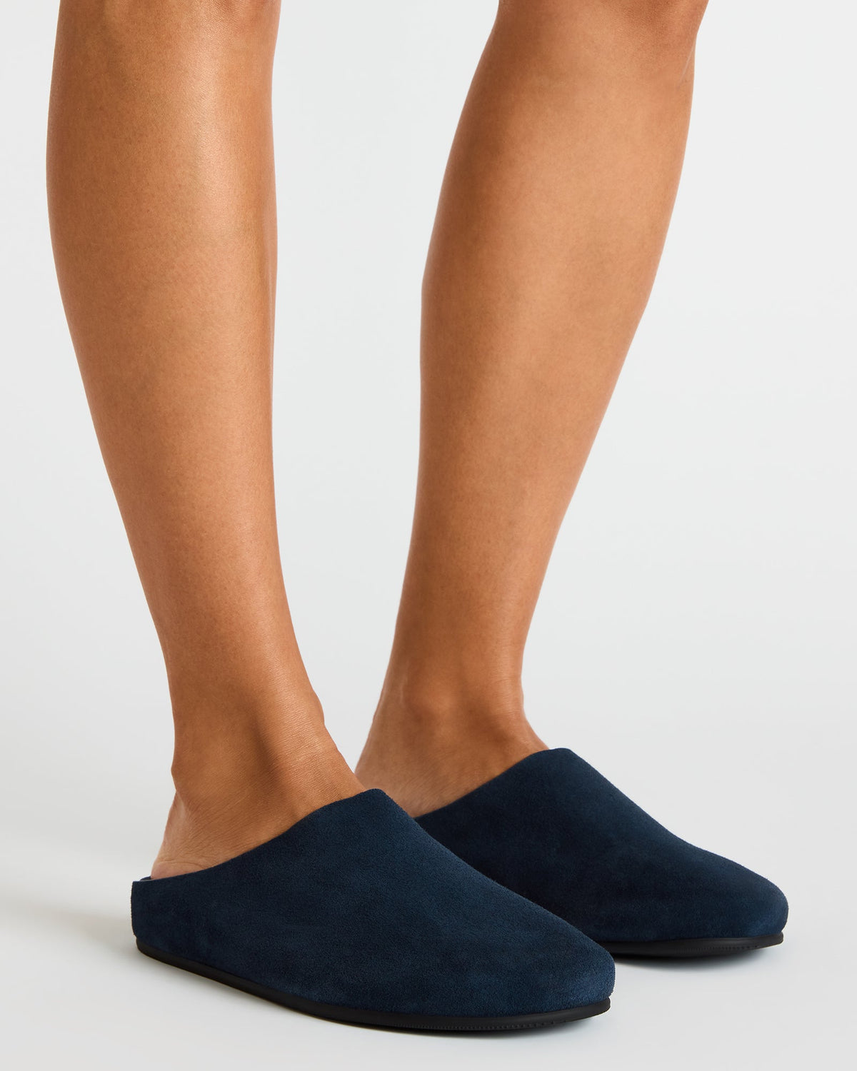 FERN Navy Suede Mule Slip-On Round-Toe Women's Flat - Steve Madden