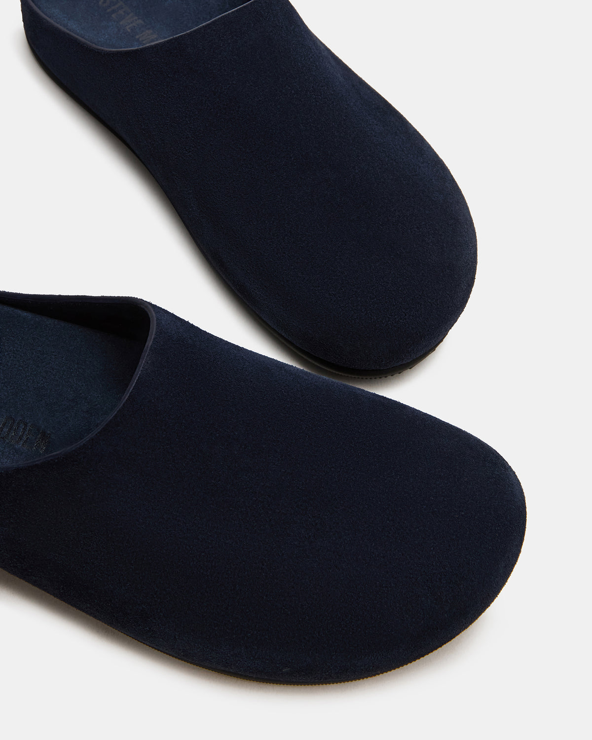 FERN Navy Suede Mule Slip-On Round-Toe Women's Flat - Steve Madden