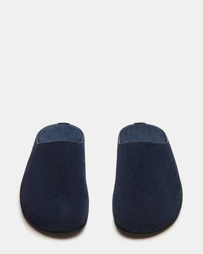 FERN Navy Suede Mule Slip-On Round-Toe Women's Flat - Steve Madden
