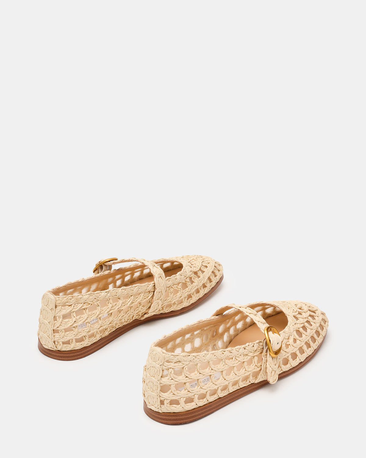 MELODY Natural Raffia Mary Jane Woven Buckle Round-Toe Women's Flat - Steve Madden