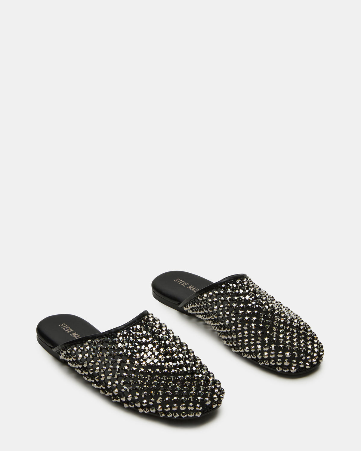 PEARSON Black Rhinestones Rounded-Toe Slip-On Women's Flat - Steve Madden