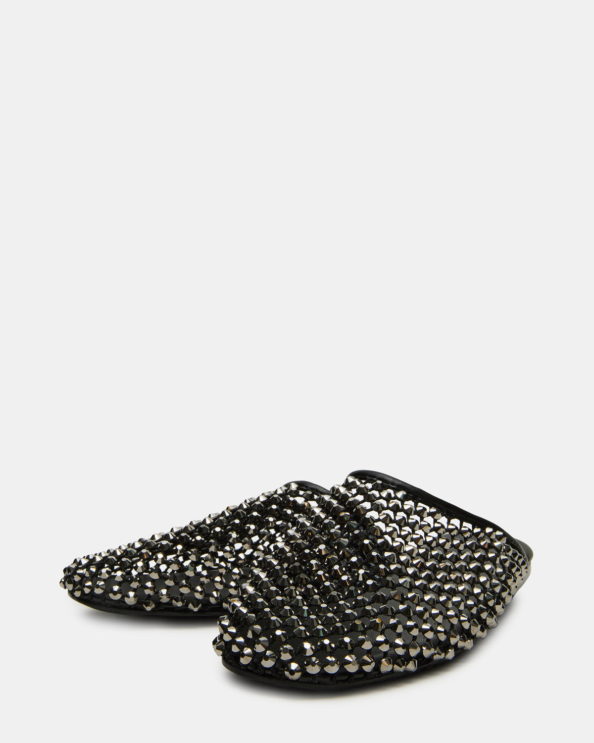 PEARSON Black Rhinestones Rounded-Toe Slip-On Women's Flat - Steve Madden