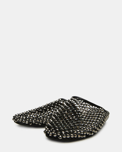 PEARSON Black Rhinestones Rounded-Toe Slip-On Women's Flat - Steve Madden