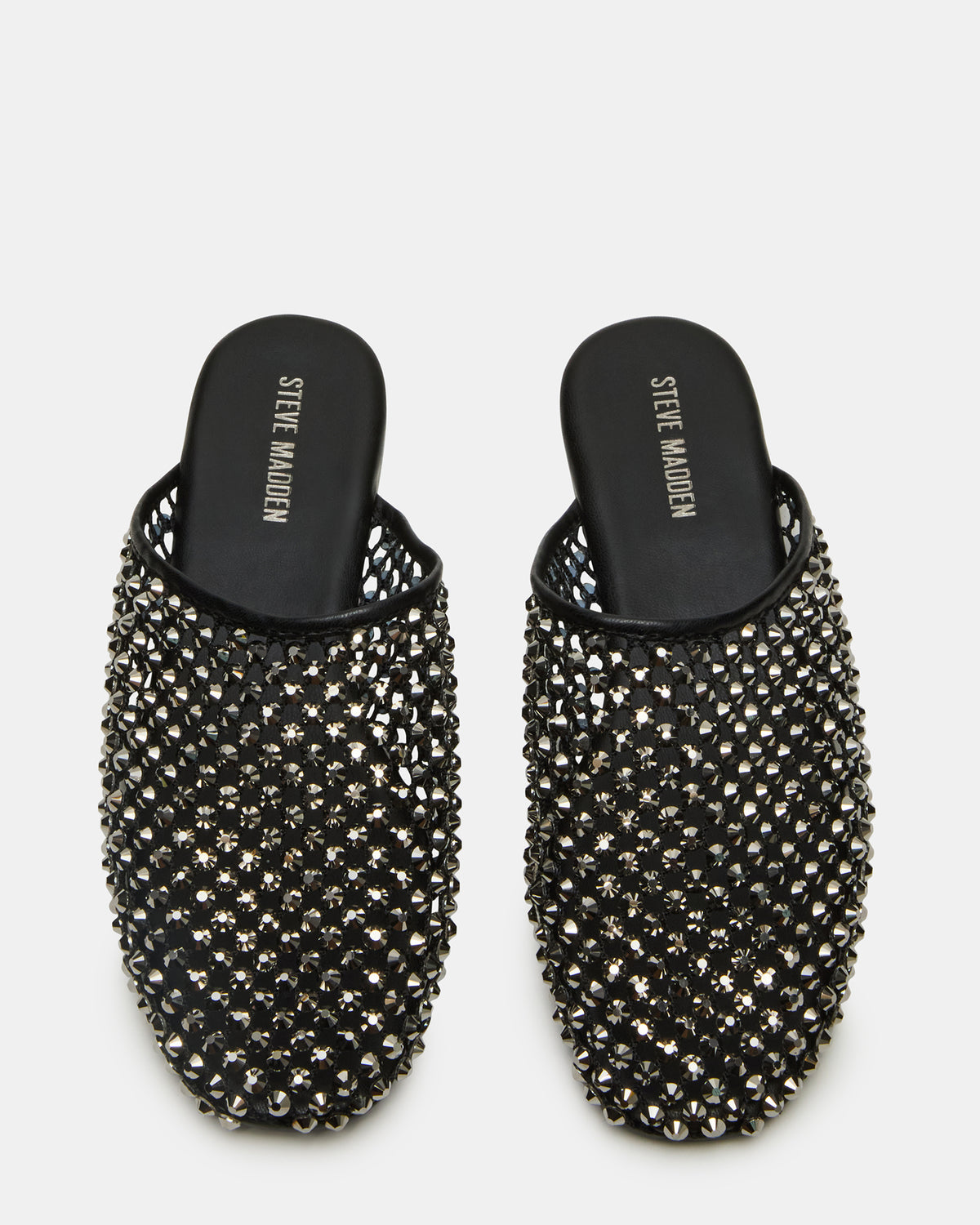 PEARSON Black Rhinestones Rounded-Toe Slip-On Women's Flat - Steve Madden