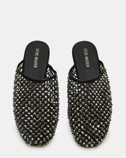 PEARSON Black Rhinestones Rounded-Toe Slip-On Women's Flat - Steve Madden