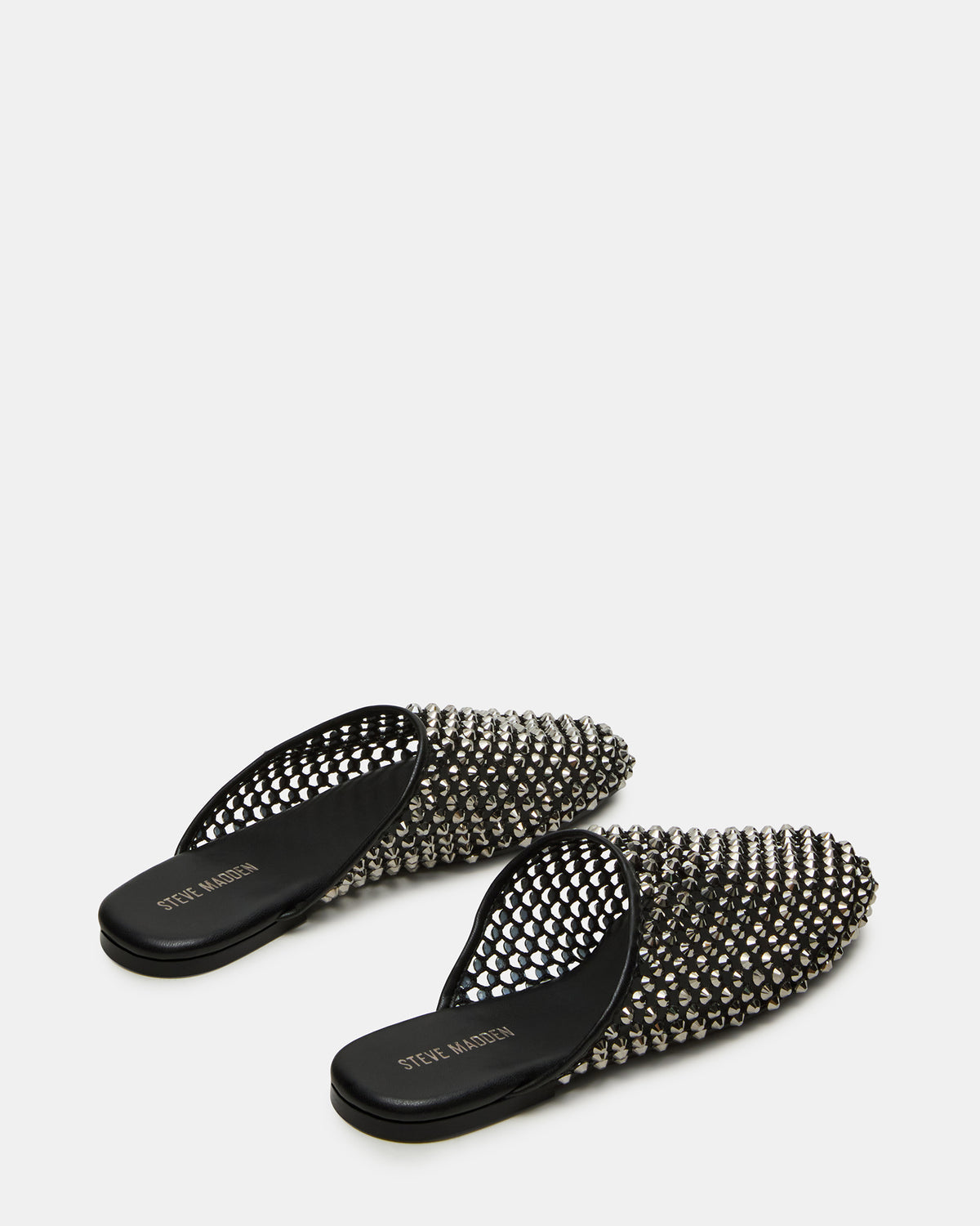 PEARSON Black Rhinestones Rounded-Toe Slip-On Women's Flat - Steve Madden