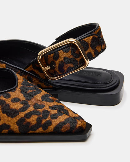 SHAY Leopard Pointed-Toe Slingback Ballet Women's Flat - Steve Madden