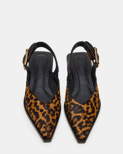 SHAY Leopard Pointed-Toe Slingback Ballet Women's Flat - Steve Madden
