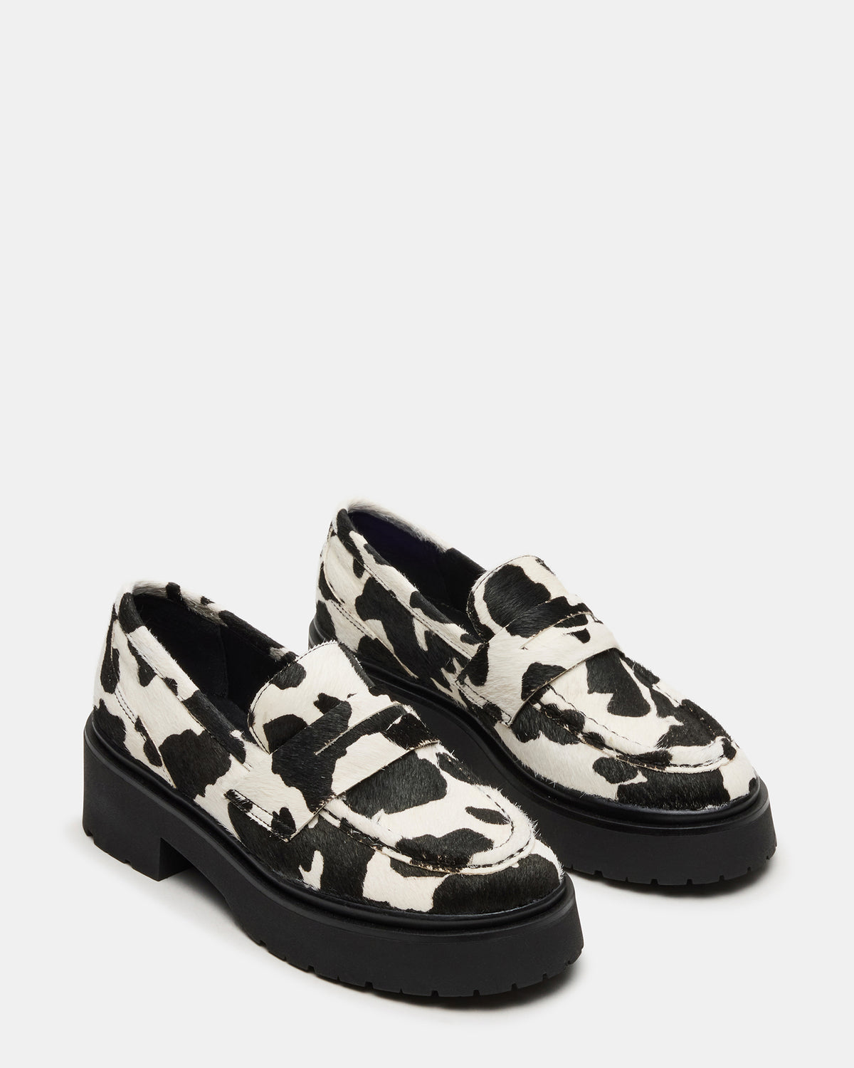 LAYKEN-H Black/White Platform Lug Women's Loafer - Steve Madden