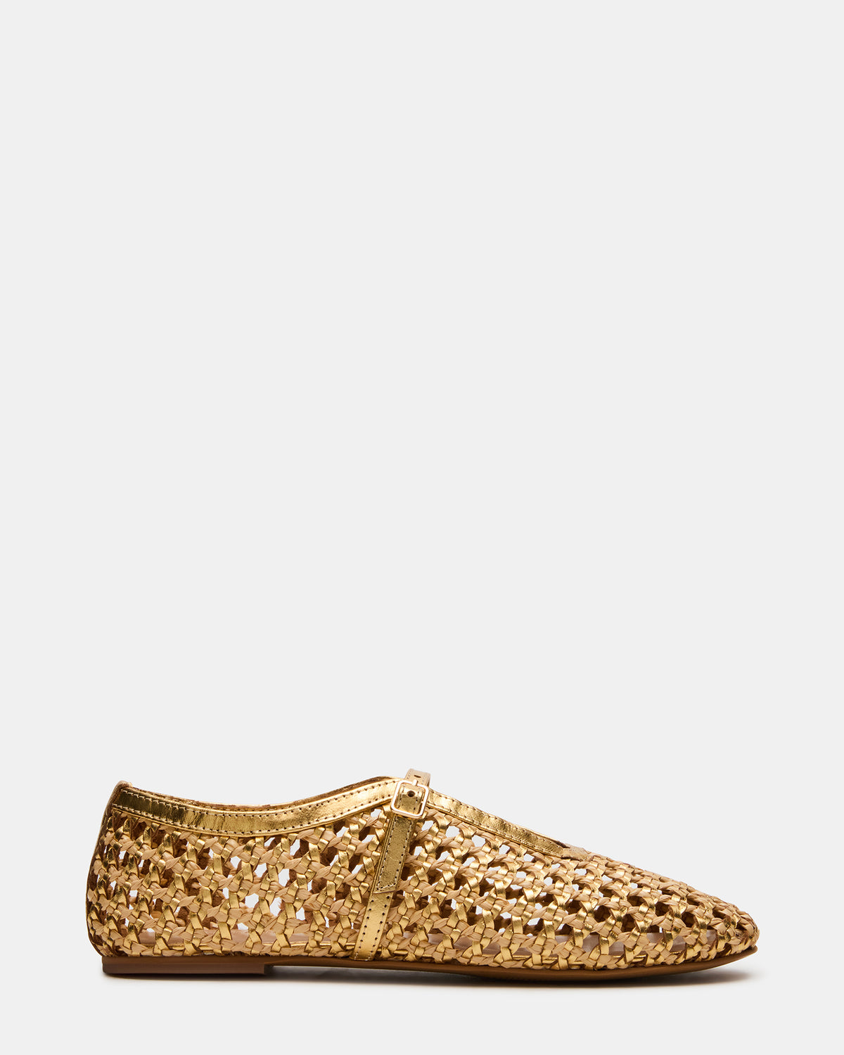 BELLISSIMA Gold Multi Mary Jane Woven Buckle Women's Flats - Steve Madden