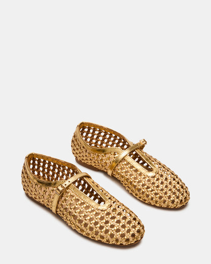 BELLISSIMA Gold Multi Mary Jane Woven Buckle Women's Flats - Steve Madden