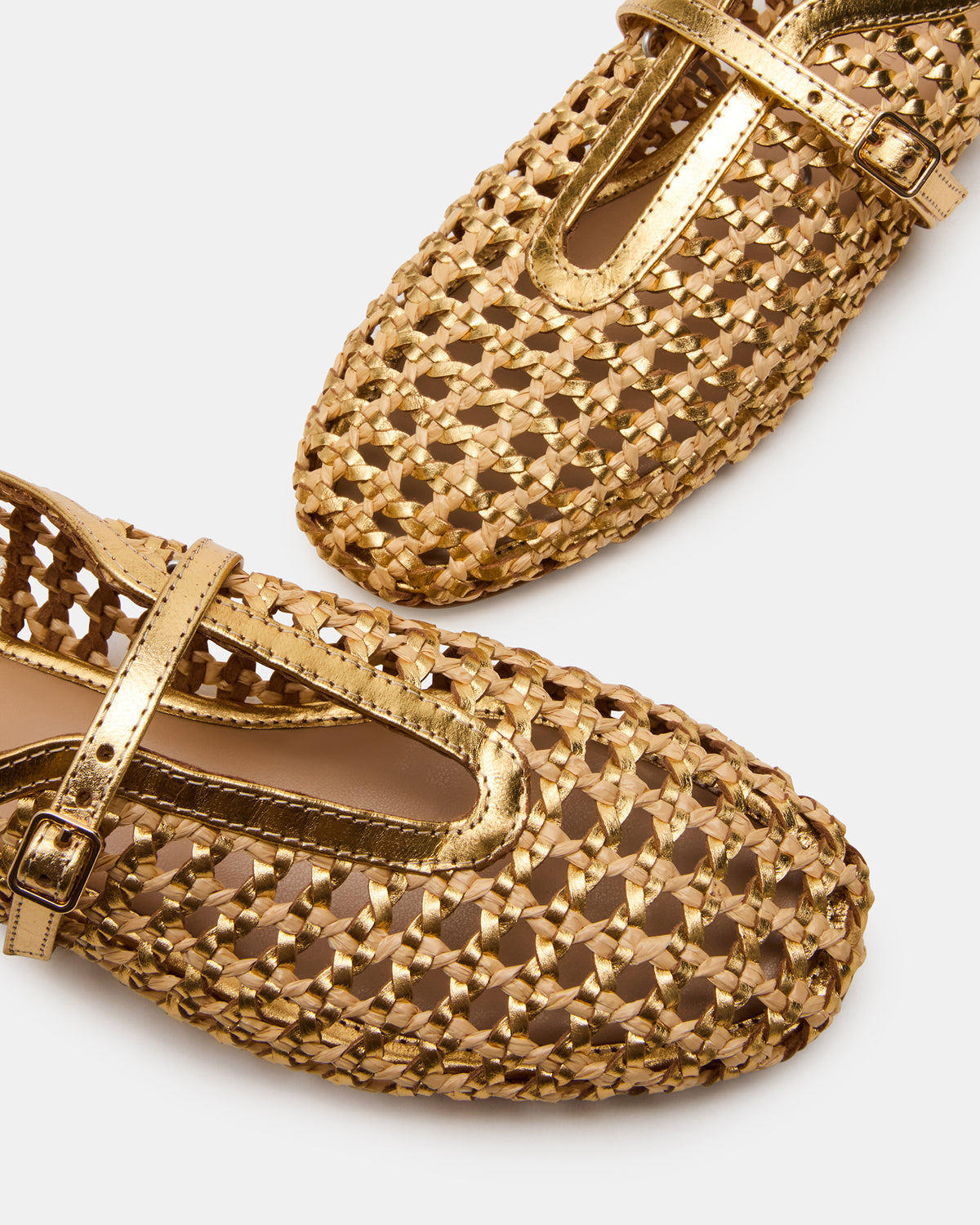 BELLISSIMA Gold Multi Mary Jane Woven Buckle Women's Flats - Steve Madden