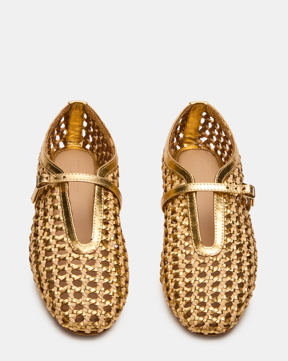 BELLISSIMA Gold Multi Mary Jane Woven Buckle Women's Flats - Steve Madden