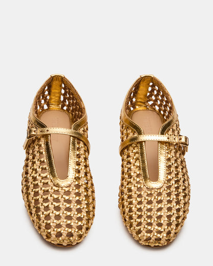 BELLISSIMA Gold Multi Mary Jane Woven Buckle Women's Flats - Steve Madden