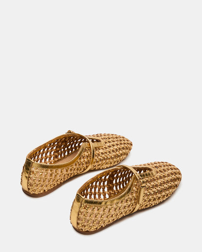 BELLISSIMA Gold Multi Mary Jane Woven Buckle Women's Flats - Steve Madden