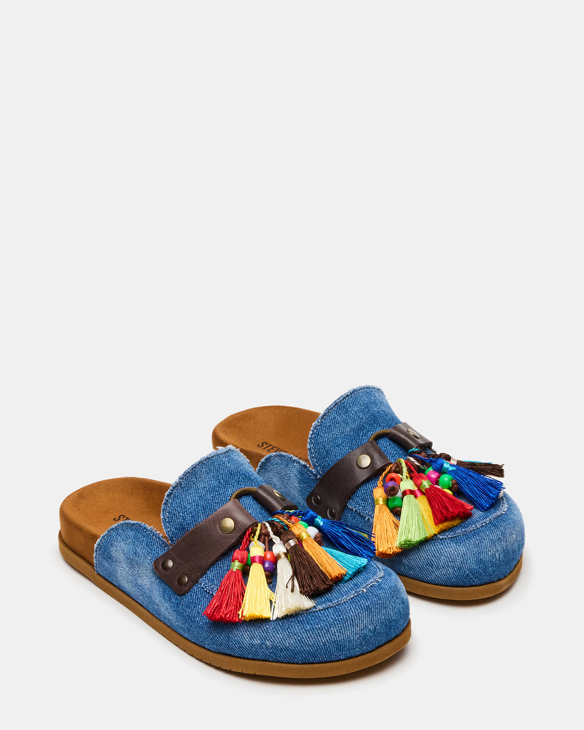 BERNIE Denim Mule Slip-On Footbed Round-Toe Women's Flat - Steve Madden