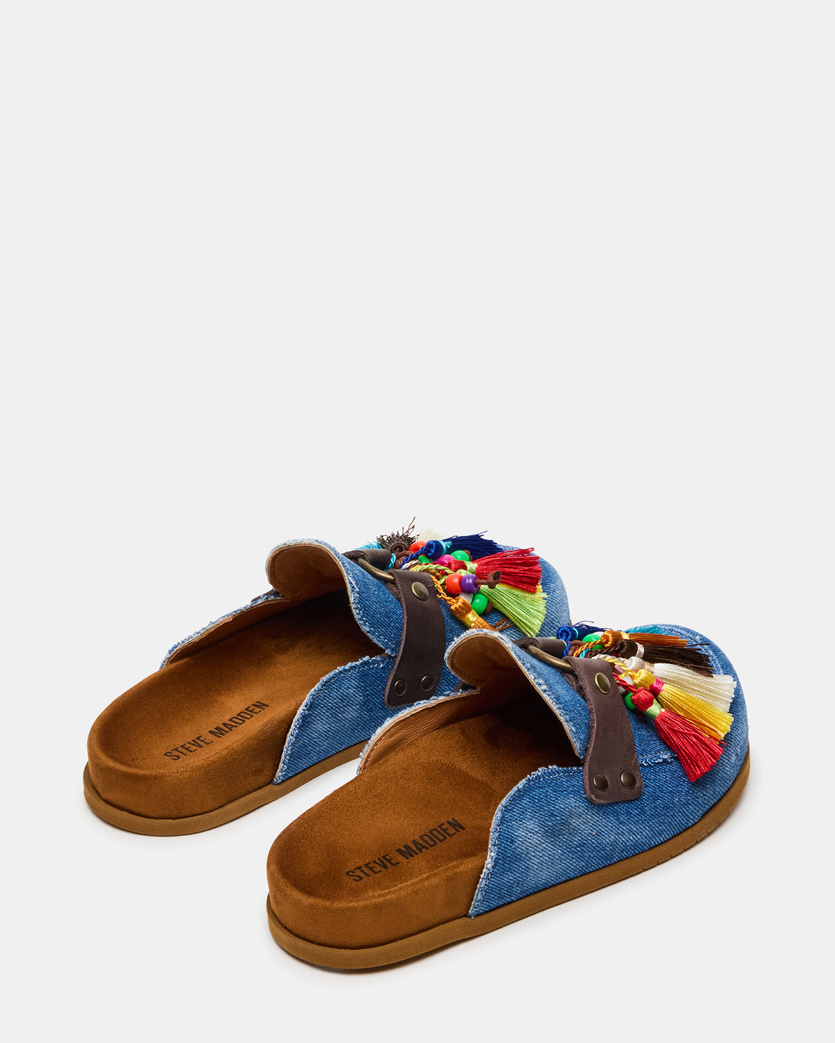 BERNIE Denim Mule Slip-On Footbed Round-Toe Women's Flat - Steve Madden