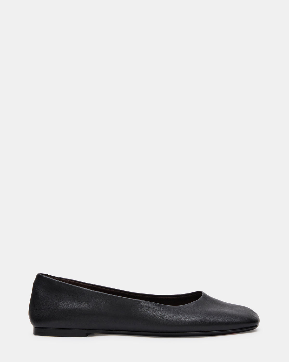NURTURE Black Leather Square-Toe Ballet Women's Flat - Steve Madden