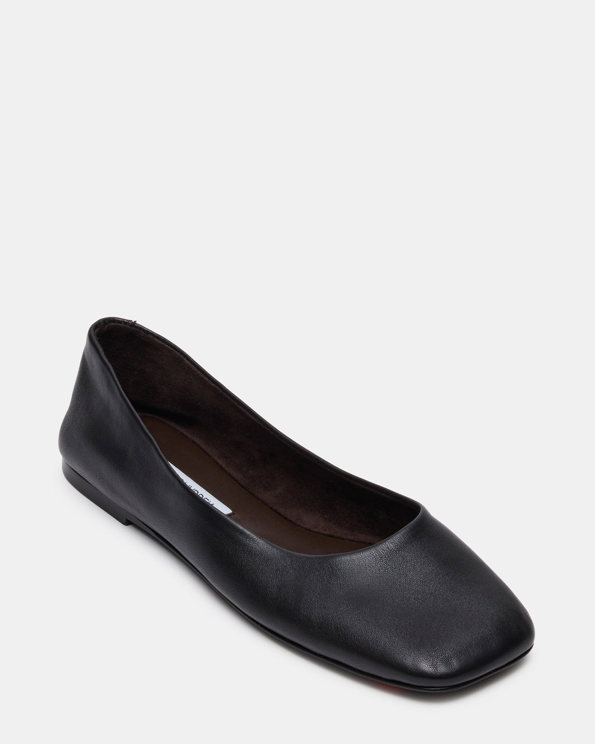 NURTURE Black Leather Square-Toe Ballet Women's Flat - Steve Madden