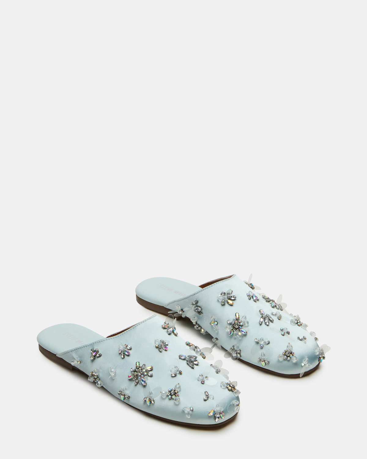 PEARSON Blue Satin Rhinstones Rounded-Toe Slip-On Women's Flat - Steve Madden