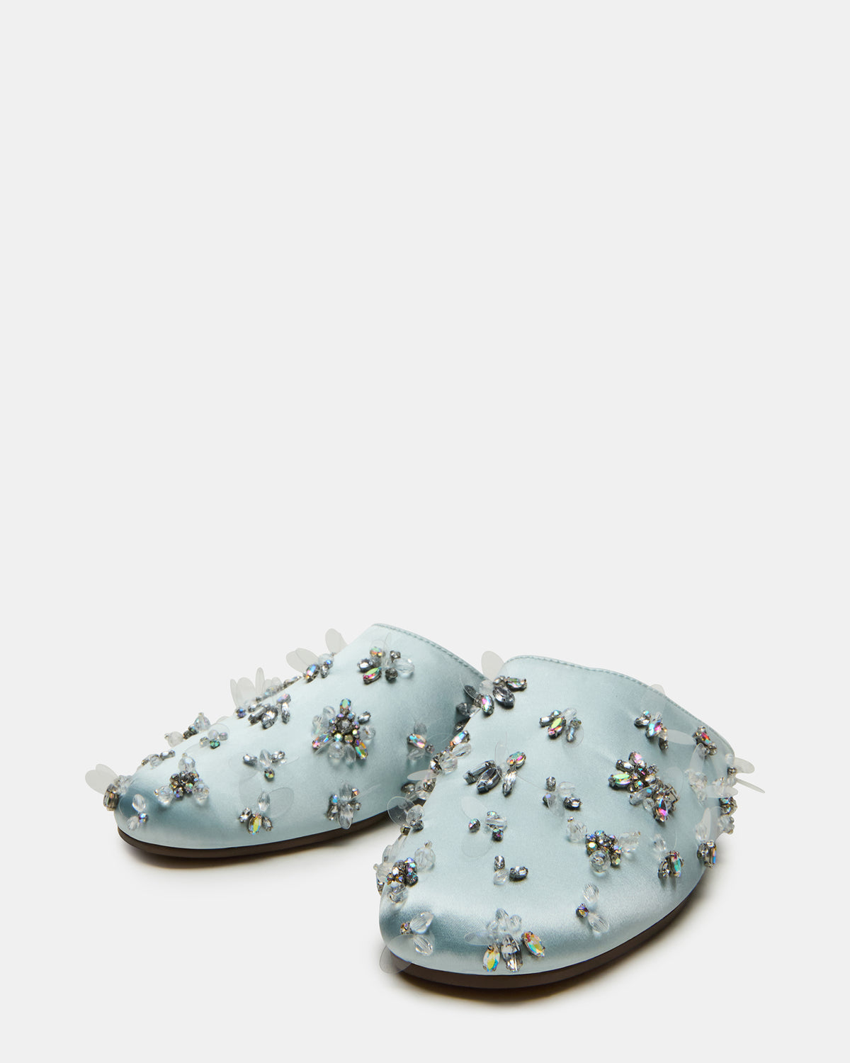 PEARSON Blue Satin Rhinstones Rounded-Toe Slip-On Women's Flat - Steve Madden