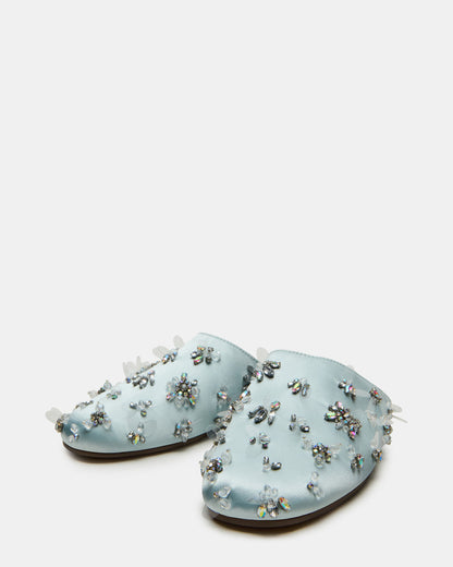 PEARSON Blue Satin Rhinstones Rounded-Toe Slip-On Women's Flat - Steve Madden