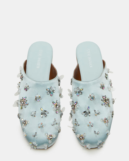 PEARSON Blue Satin Rhinstones Rounded-Toe Slip-On Women's Flat - Steve Madden