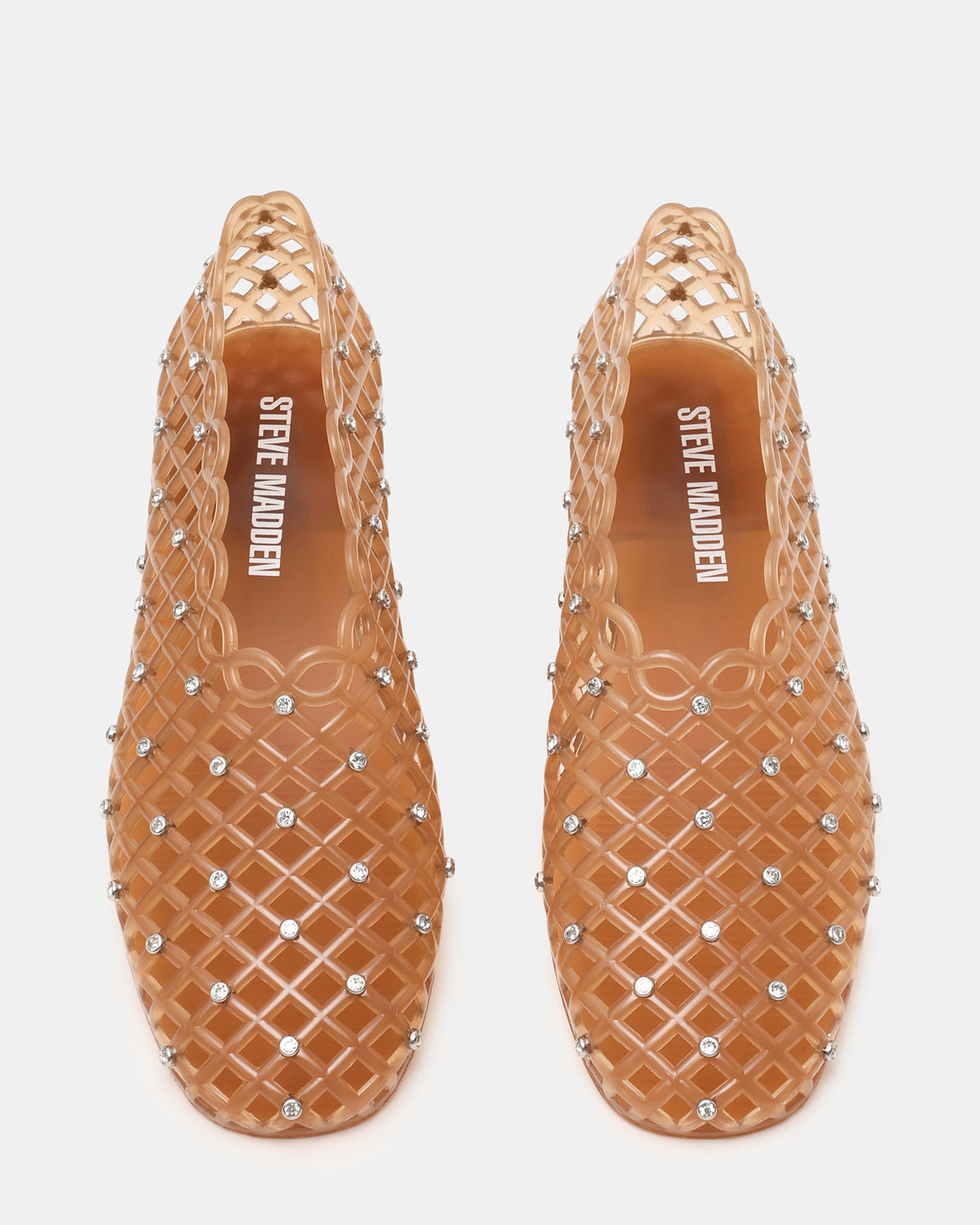 GROVE Tan Rhinestones Square-Toe Jelly Women's Flat - Steve Madden