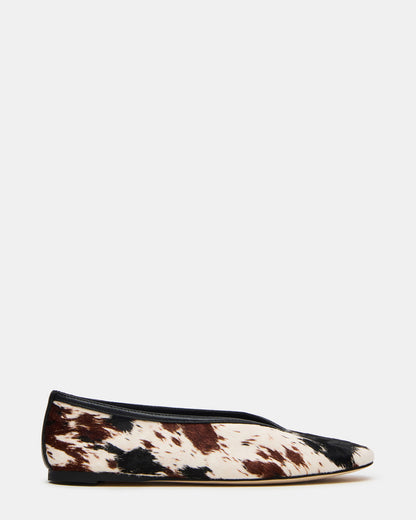 LENI Brown Cow Print Square-Toe Ballet Women's Flat - Steve Madden