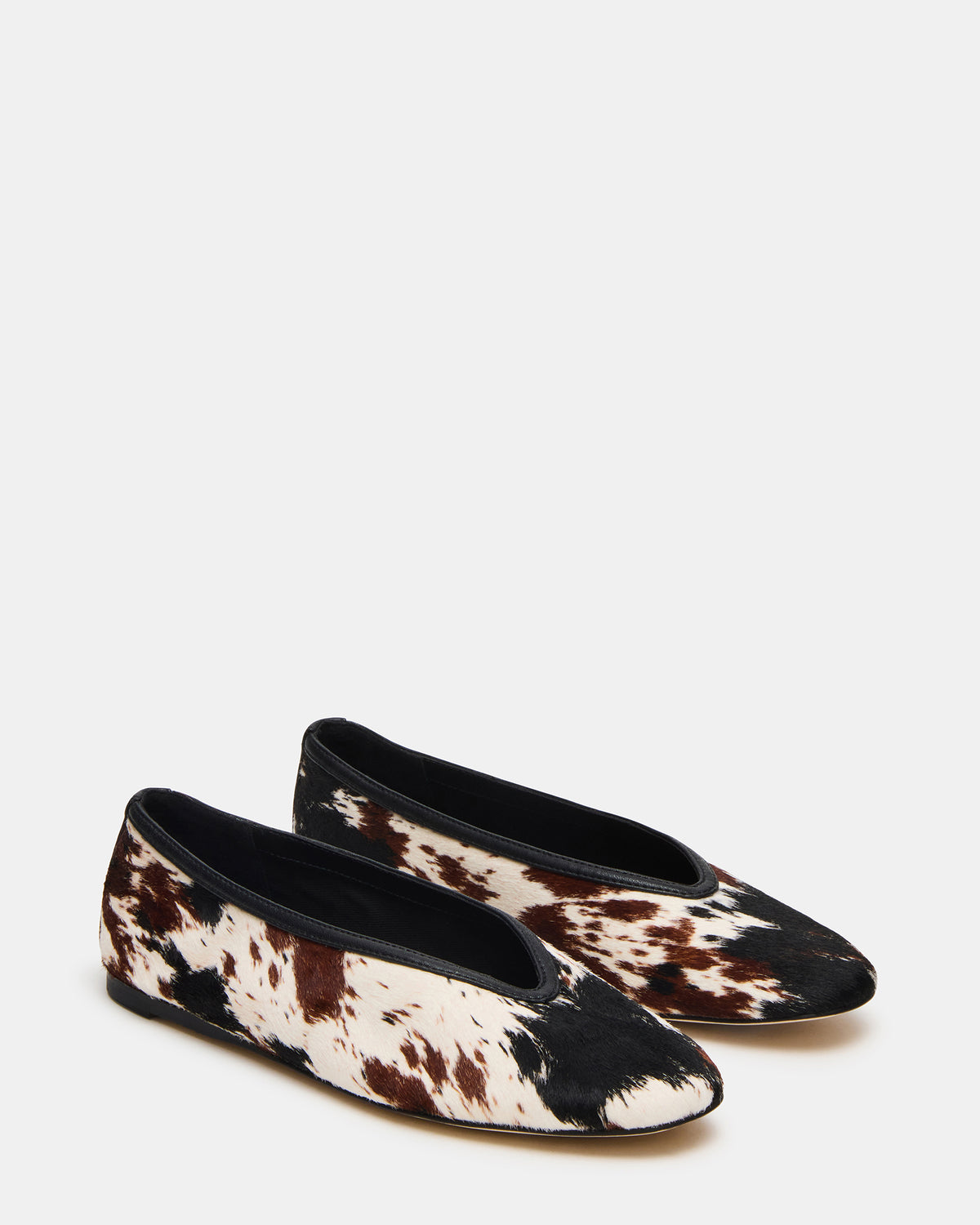 LENI Brown Cow Print Square-Toe Ballet Women's Flat - Steve Madden