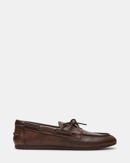 SAG Brown Leather Women's Boat Shoe - Steve Madden