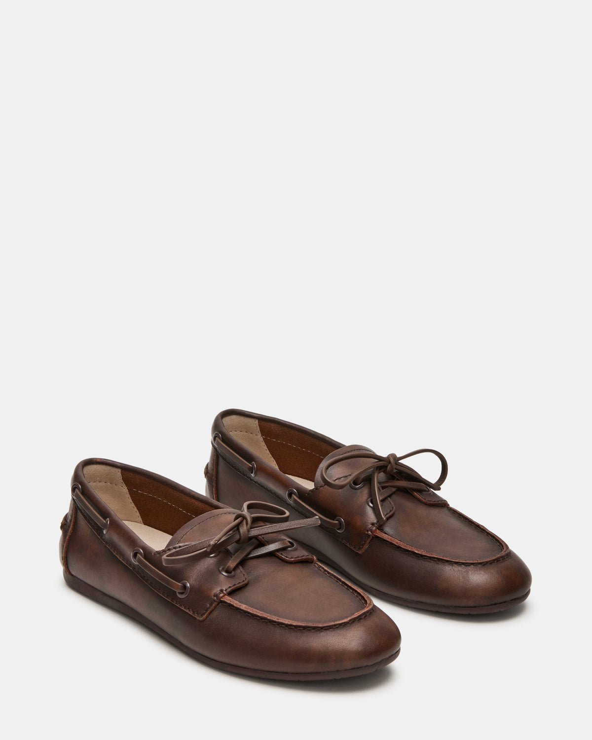 SAG Brown Leather Women's Boat Shoe - Steve Madden