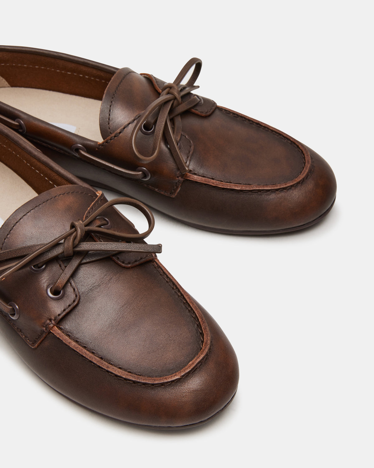 SAG Brown Leather Women's Boat Shoe - Steve Madden