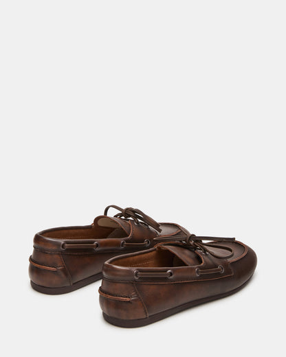 SAG Brown Leather Women's Boat Shoe - Steve Madden