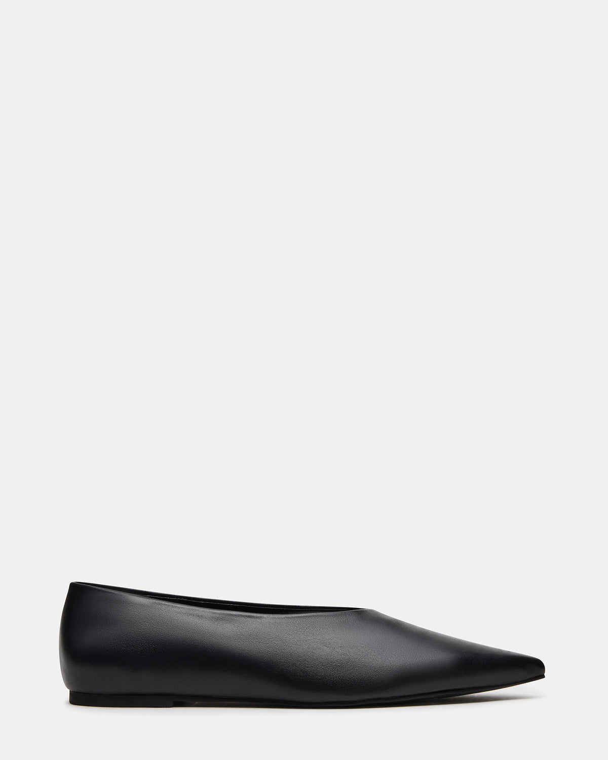 FLOYD Black Leather Pointed-Toe Ballet Women's Flat - Steve Madden