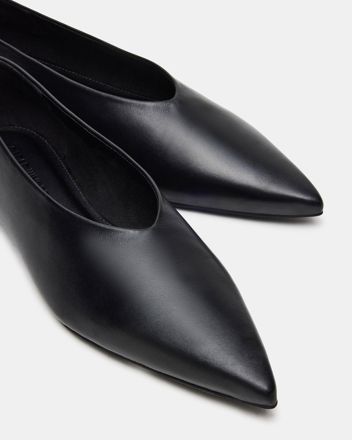 FLOYD Black Leather Pointed-Toe Ballet Women's Flat - Steve Madden