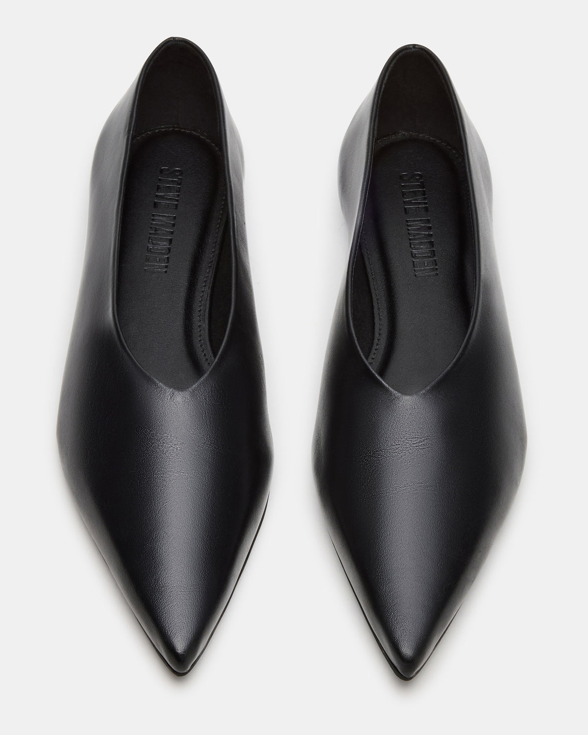 FLOYD Black Leather Pointed-Toe Ballet Women's Flat - Steve Madden