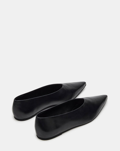 FLOYD Black Leather Pointed-Toe Ballet Women's Flat - Steve Madden