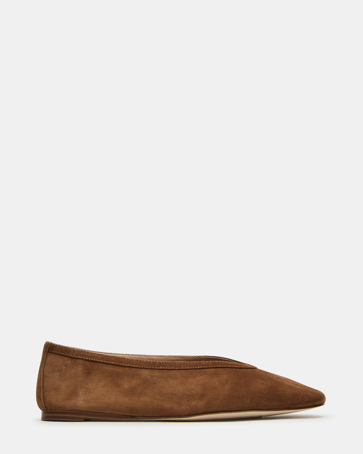 LENI Chestnut Suede Square-Toe Ballet Women's Flat - Steve Madden