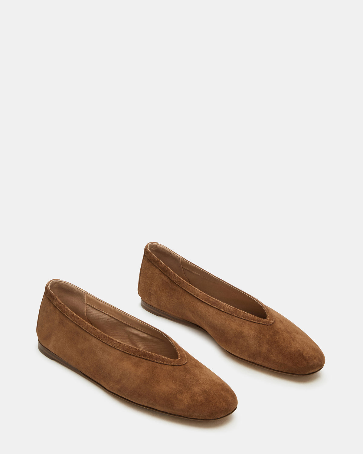 LENI Chestnut Suede Square-Toe Ballet Women's Flat - Steve Madden