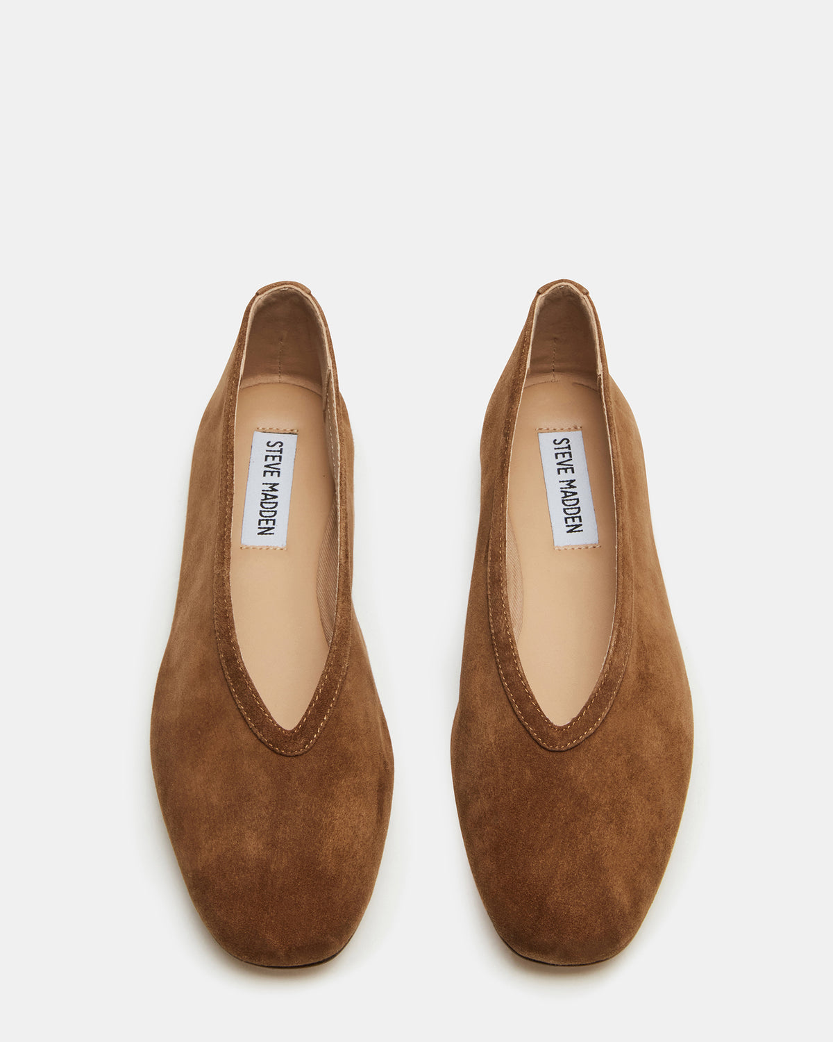 LENI Chestnut Suede Square-Toe Ballet Women's Flat - Steve Madden