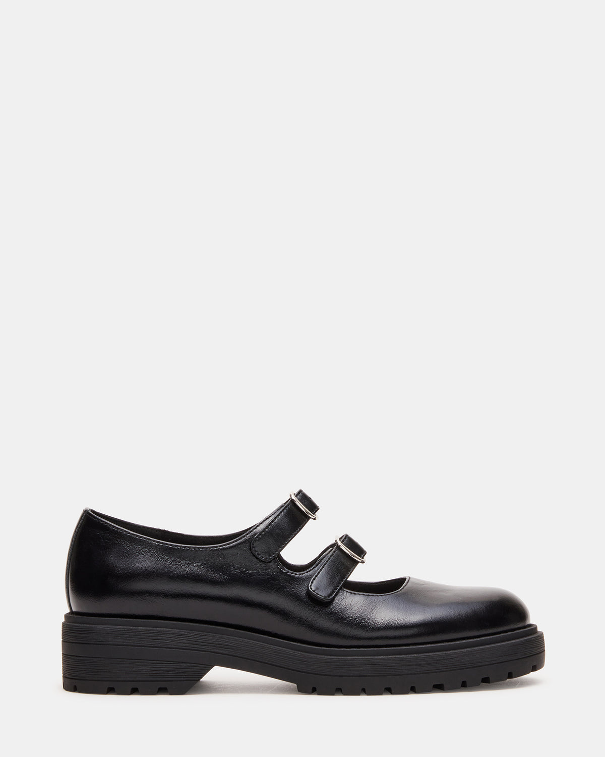 ALBA Black Leather Platform Lug Mary Jane Women's Loafer - Steve Madden
